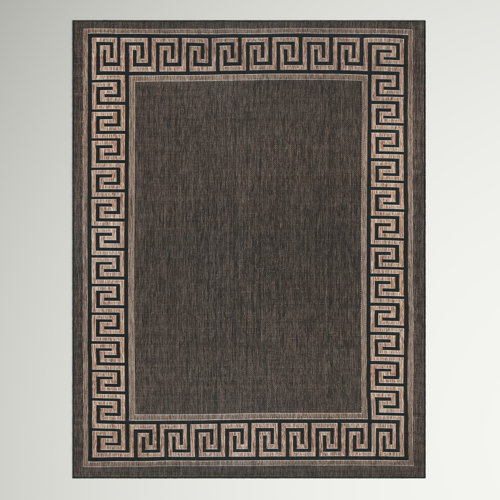 Sol 72 Outdoor™ Abrahams Flatweave Black/Gold Indoor/Outdoor Rug